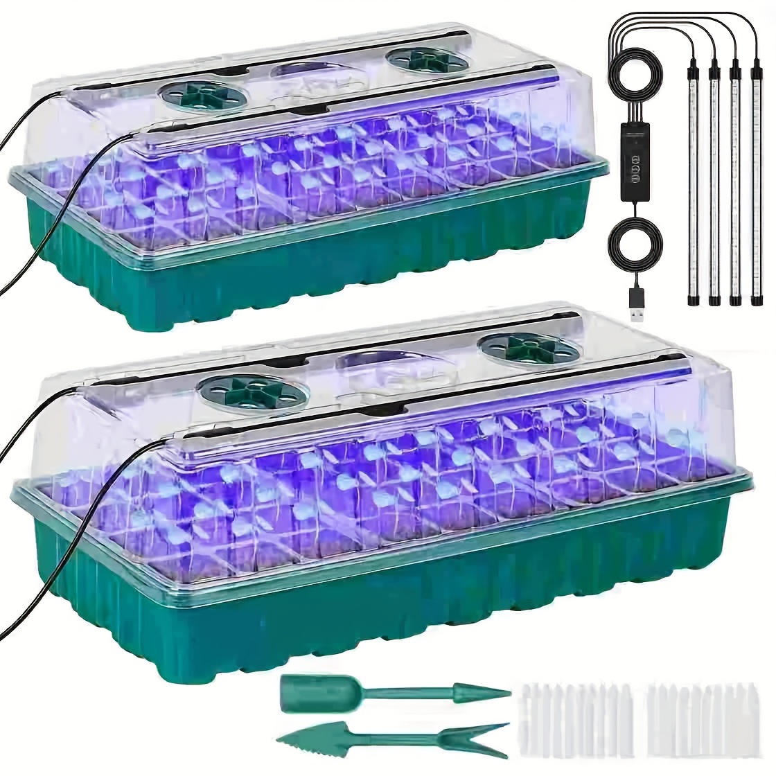 Humidity Dome Kit - 72-cellig zaaitray met groeilamp, 2 zaad-kiemkits,