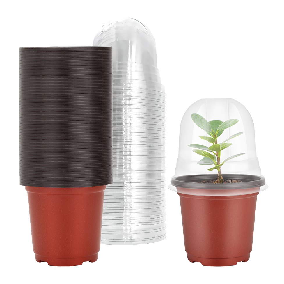 Plastic Dome Clear - Plantenkwekerijpotten met vochtigheidskoepels, 40 sets 4